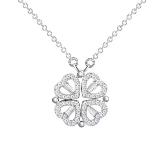 4 Leaf Clover Infinity Necklace 925 Sterling Silver - Picture 3 of 5